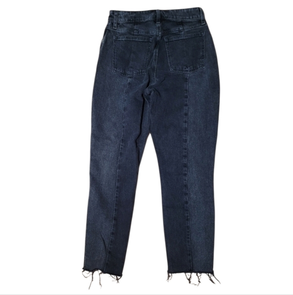 SZ27 Abercrombie & Fitch Curve Love Mom High Rise Black Jeans Distressed Hems - Picture 6 of 9